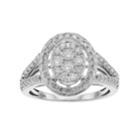 10k White Gold 1 Carat T.w. Diamond Cluster Halo Ring, Women's, Size: 8