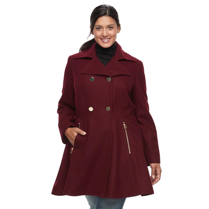 Plus Size Apt. 9&reg; Wool Blend Double-breasted Coat, Women's, Size: 3xl, Dark Grey