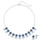 Floral Bib Necklace & Nickel Free Drop Earring Set, Women's, Blue