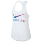 Women's Nike Dry Running Racerback Graphic Tank, Size: Medium, White