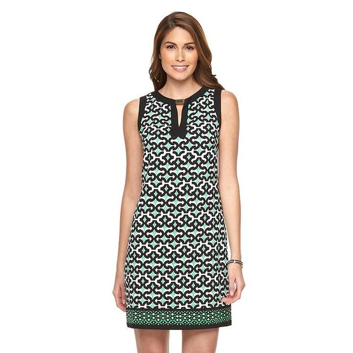 Women's Suite 7 Abstract Print Shift Dress, Size: 4, Green Oth