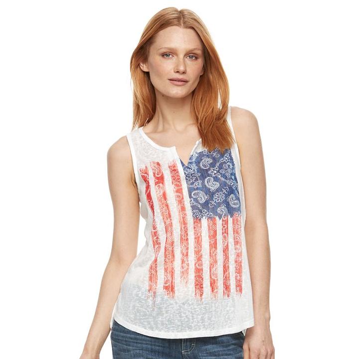 Women's Kate And Sam Flag Burnout Graphic Tank, Size: Medium, Dark Blue