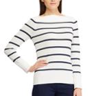 Women's Chaps Striped Boatneck Sweater, Size: Medium, White