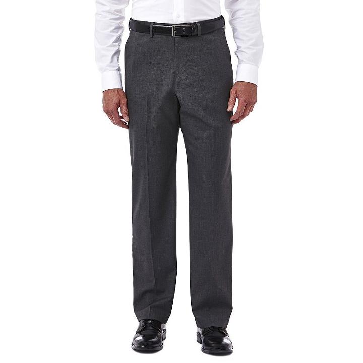 Men's Haggar Premium Stretch Dress Pants, Size: 32x30, Med Grey