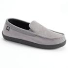 Isotoner Men's Corduroy Gel Memory Foam Boater Slippers, Size: Large, Med Grey