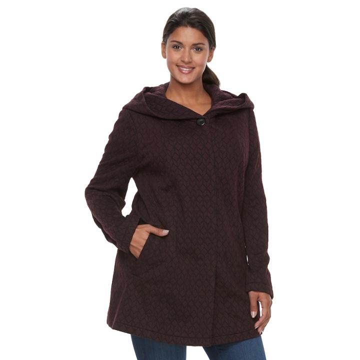 Plus Size Gallery Geometric Fleece Jacket, Women's, Size: 3xl, Purple
