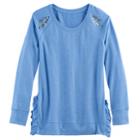 Girls 7-16 & Plus Size So&reg; Ruffle Sweater, Size: 20 1/2, Blue (navy)