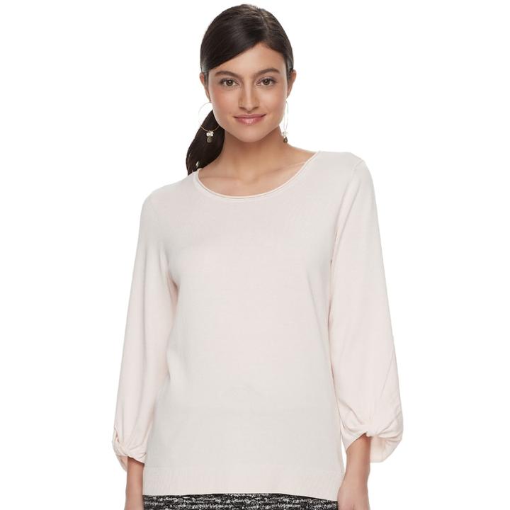 Women's Apt. 9&reg; Twisted Crewneck Sweater, Size: Large, Light Pink