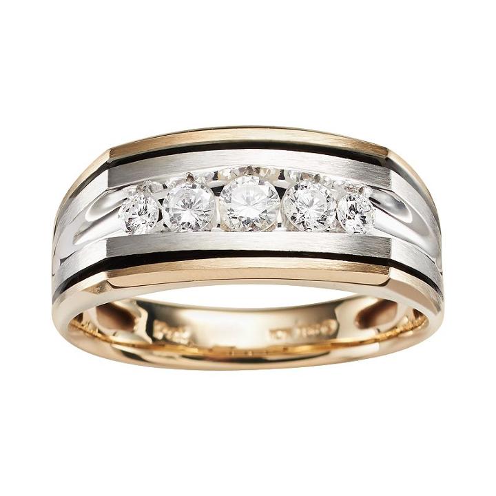 10k Gold Two Tone 1/2-ct. T.w. Diamond Band - Men, Size: 10, White