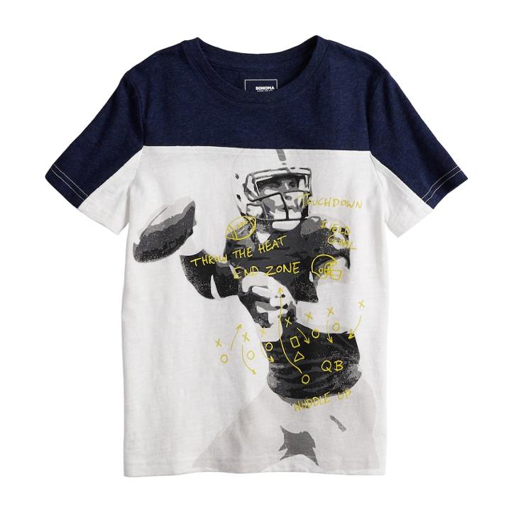 Boys 4-12 Sonoma Goods For Life&trade; Sporty Pieced Graphic Tee, Size: 8, Natural