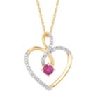 10k Gold Ruby & 1/8 Carat T.w. Diamond Infinity Heart Pendant Necklace, Women's, Size: 18, Red