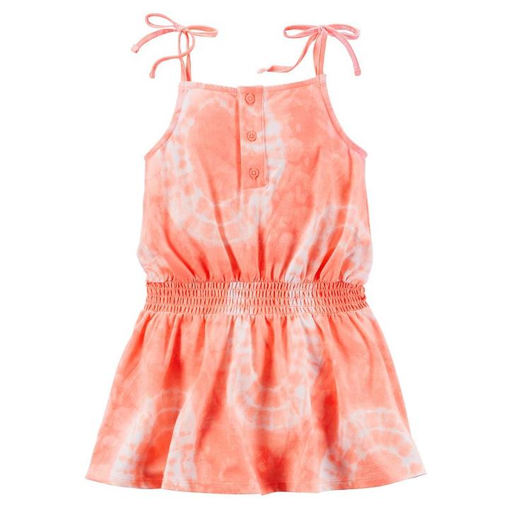 Girls 4-8 Carter's Tie-dye Smocked-waist Jersey Dress, Girl's, Size: 4, Orange