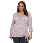 Plus Size Croft & Barrow&reg; Side-tie V-neck Tee, Women's, Size: 1xl, Lt Orange