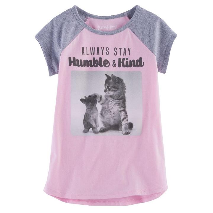 Girls 4-10 Jumping Beans&reg; Always Stay Humble & Kind Raglan Tee, Size: 4, Pink