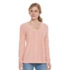 Women's Sonoma Goods For Life&trade; Cable Knit V-neck Sweater, Size: Xl, Lt Orange