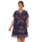 Plus Size Chaya Floral Chiffon Dress, Women's, Size: 14 W, Blue (navy)