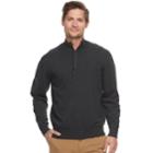 Men's Haggar Regular-fit Suede-trim Stretch Quarter-zip Sweater, Size: Xl, Grey (charcoal)