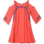 Girls 7-16 Speechless Embroidered Chiffon Cold Shoulder Dress, Girl's, Size: 7, Light Red