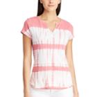 Women's Chaps Button Accent Tie-dye Tee, Size: Small, Pink