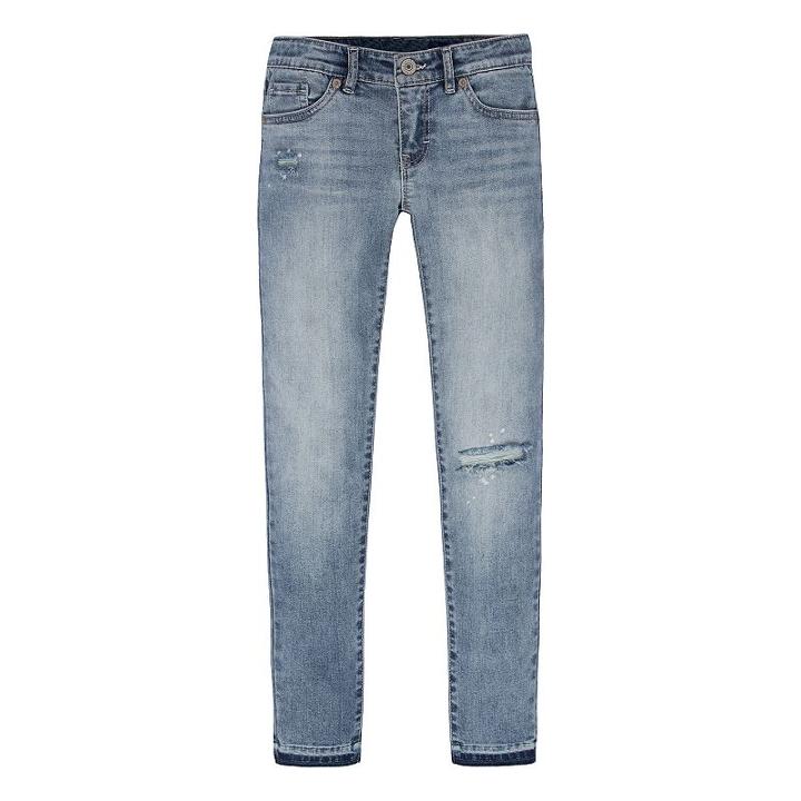 Girls 7-16 Levi's Ripped Super Skinny Ankle Jeans, Girl's, Size: 8, Med Blue