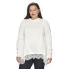 Juniors' Plus Size So&reg; Scalloped Lace Tunic Sweater, Girl's, Size: 1xl, White