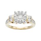 10k Gold 1 Carat T.w. Diamond Flower Engagement Ring, Women's, Size: 7, White
