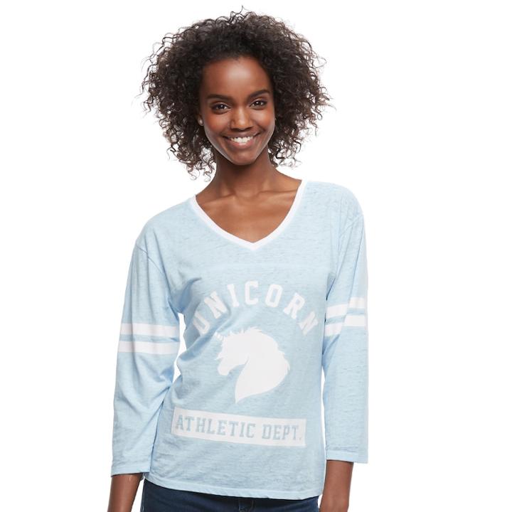 Juniors' Unicorn Athletic Dept Graphic Tee, Teens, Size: Small, Light Blue