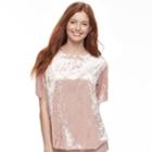 Juniors' Eye Candy Velvet Tee, Teens, Size: Small, Red Overfl