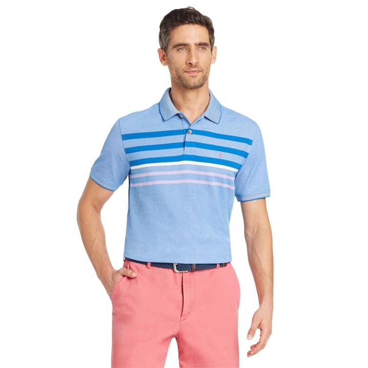 Men's Izod Sportflex Classic-fit Striped Stretch Performance Polo, Size: Small, Blue