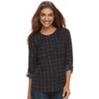 Petite Apt. 9&reg; 2-pocket Button Down Top, Women's, Size: L Petite, Black