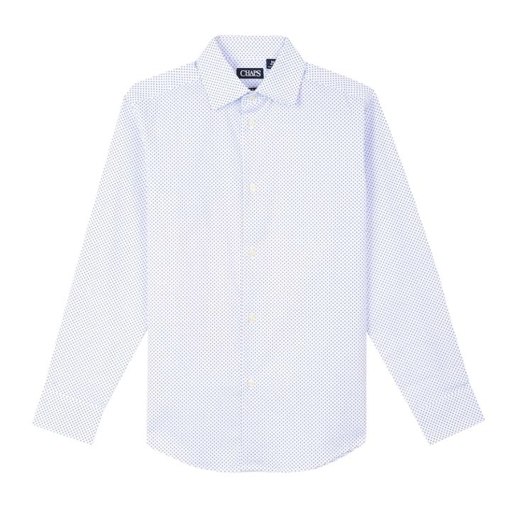 Boys 8-20 Chaps Diamond-print Button-front Shirt, Size: 14-16, White