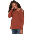 Juniors' Pink Republic Ladder Sleeve Cold-shoulder Top, Teens, Size: Xl, Orange