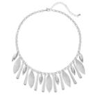Textured Marquise Statement Necklace, Women's, Silver