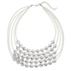 White Bead Multi Strand Statement Necklace, Women's