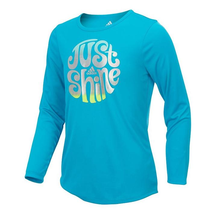 Girls 7-16 Adidas Long Sleeve Shine Graphic Tee, Size: Large, Turquoise/blue (turq/aqua)
