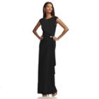 Women's Chaps Embellished Faux-wrap Evening Gown, Size: 2, Black