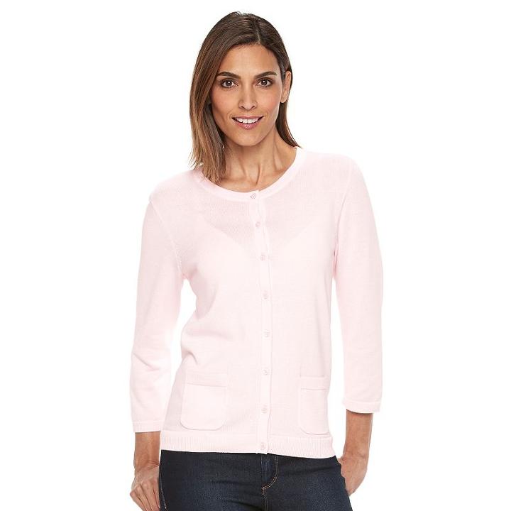 Women's Croft & Barrow&reg; Essential Jersey Cardigan, Size: Medium, Brt Pink
