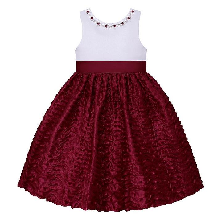 Girls 7-16 American Princess Rhinestone Neck Wavy Textured Skirt Dress, Girl's, Size: 10, White Oth
