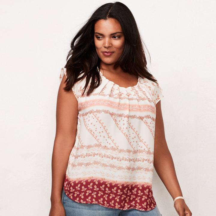 Plus Size Lc Lauren Conrad Pleated Top, Women's, Size: 2xl, White