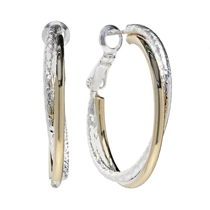 Apt. 9&reg; Two Tone Textured Hoop Earrings, Women's, Multicolor
