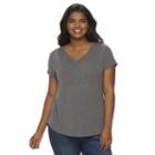 Juniors' Plus Size So&reg; Short Sleeve V-neck Tee, Girl's, Size: 1xl, Grey (charcoal)