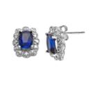 Sterling Silver Lab-created Sapphire And Diamond Accent Stud Earrings, Women's, Blue