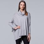 Women's Simply Vera Vera Wang Cable Knit Poncho Sweater, Size: L-xl, Med Grey