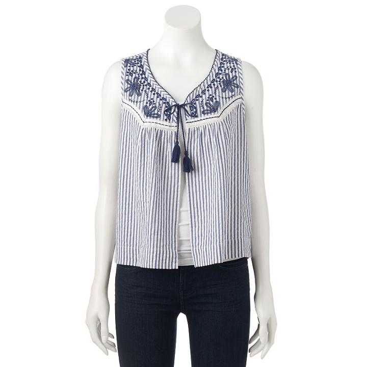 Women's Sonoma Goods For Life&trade; Seersucker Vest, Size: Large, Dark Blue