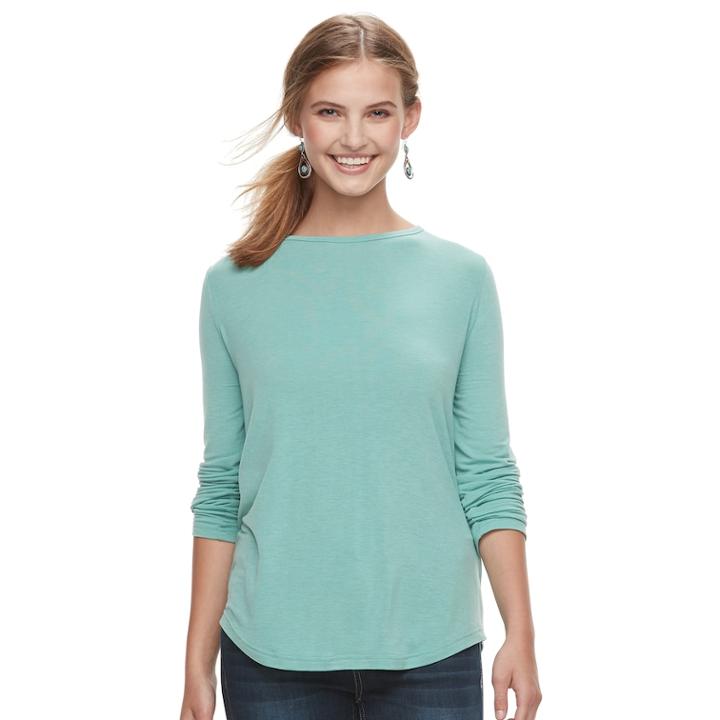 Juniors' Mudd&reg; Crewneck Long Sleeve Tee, Teens, Size: Small, Med Blue