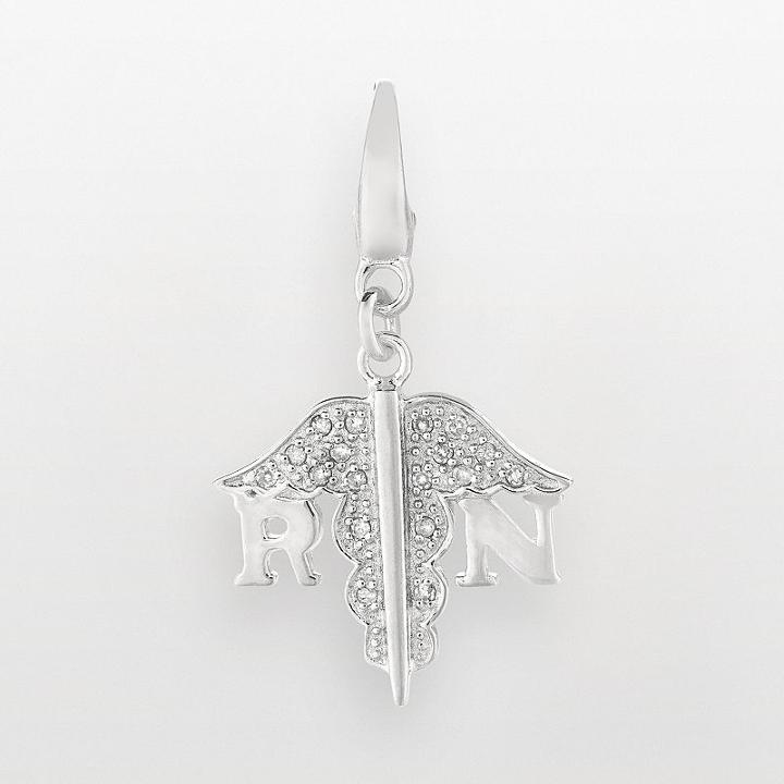 Sterling Silver Diamond Accent Registered Nurse Charm, Women's, Grey