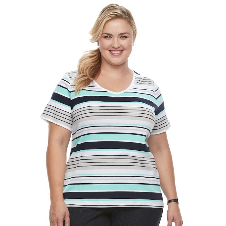 Plus Size Croft & Barrow&reg; Essential V-neck Tee, Women's, Size: 1xl, Blue