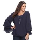 Plus Size Women's Apt. 9&reg; Woven Bubble Hem Top, Size: 0x, Blue (navy)