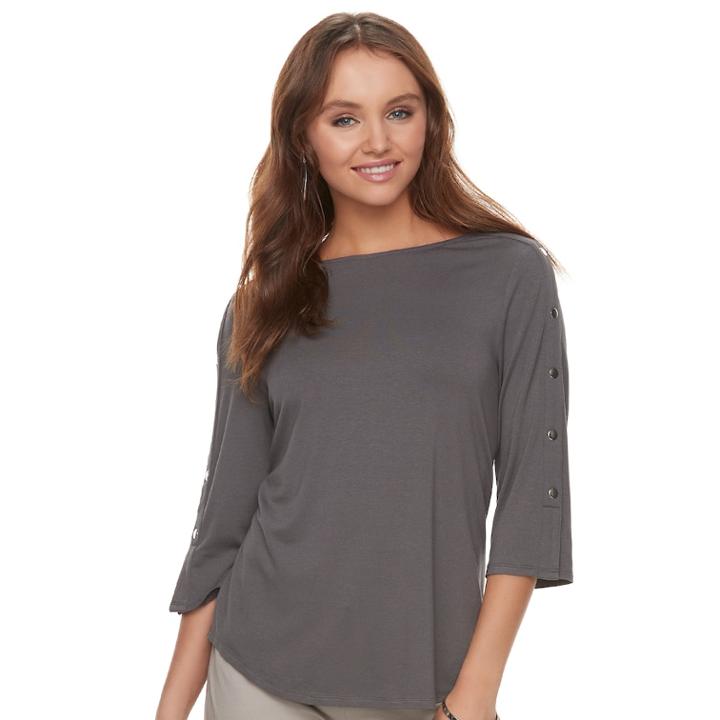 Women's Apt. 9&reg; Button Accent Top, Size: Xxl, Dark Grey