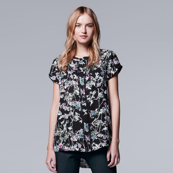 Women's Simply Vera Vera Wang Chiffon High-low Top, Size: Large, Oxford